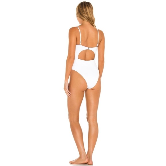 Nwt Revel Rey Ezra One Piece Swimsuit in Iridescent Metallic Barbiecore White - Picture 2 of 10